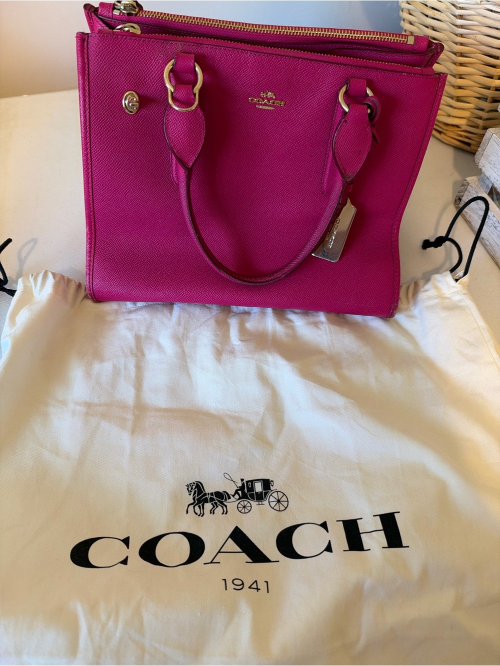 Coach Fuchsia Pink Leather Mini Satchel